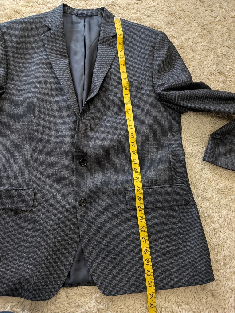 Ralph Lauren Men's Dark Gray Textured Silk Wool Two-Button Blazer
